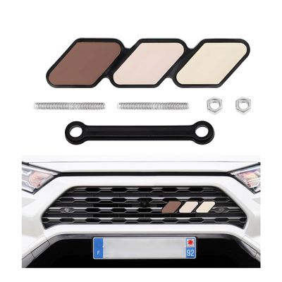 BWBWND Tri-Color Grille Decor Badge, Front Slotted Grille Emblem Decoration Insert Trims, 3-Color Stripe Decal Classic Emblem Compatible with Tacoma 4 Runner, Car Accessories (I)