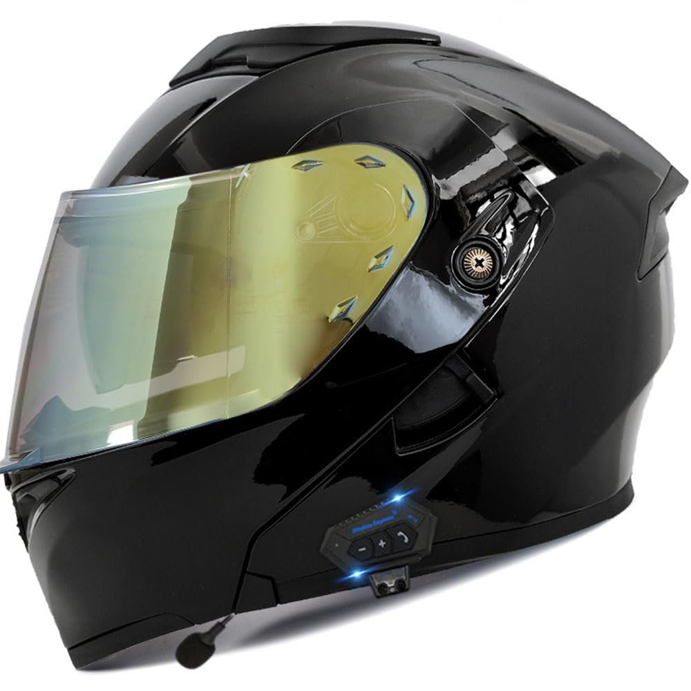 Bluetooth Modular Motorcycle Helmet DOT Approved Flip Up Full Face Integrated Anti-Fog Double Visor Helmet Street Bike Helmet Built-in Dual Speaker with Microphone for Adults Men and Women(21,XX-Large