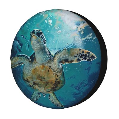Foruidea Sea Turtle Swimming 04 Spare Tire Cover Dust-Proof Wheel Tire Cover Fit Trailer, RV, SUV and Many Vehicle 14 Inch