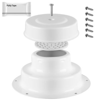 Aussio (1-Pack, White Aluminum RV Roof Vent Cover Kit with Putty Tape and Screws, AMetal Camper Vents Cap for Trailer Roof Vent Cover Replacement, RV Plumbing Vents Caps Kit for 1" to 2-3/8" OD Pipe