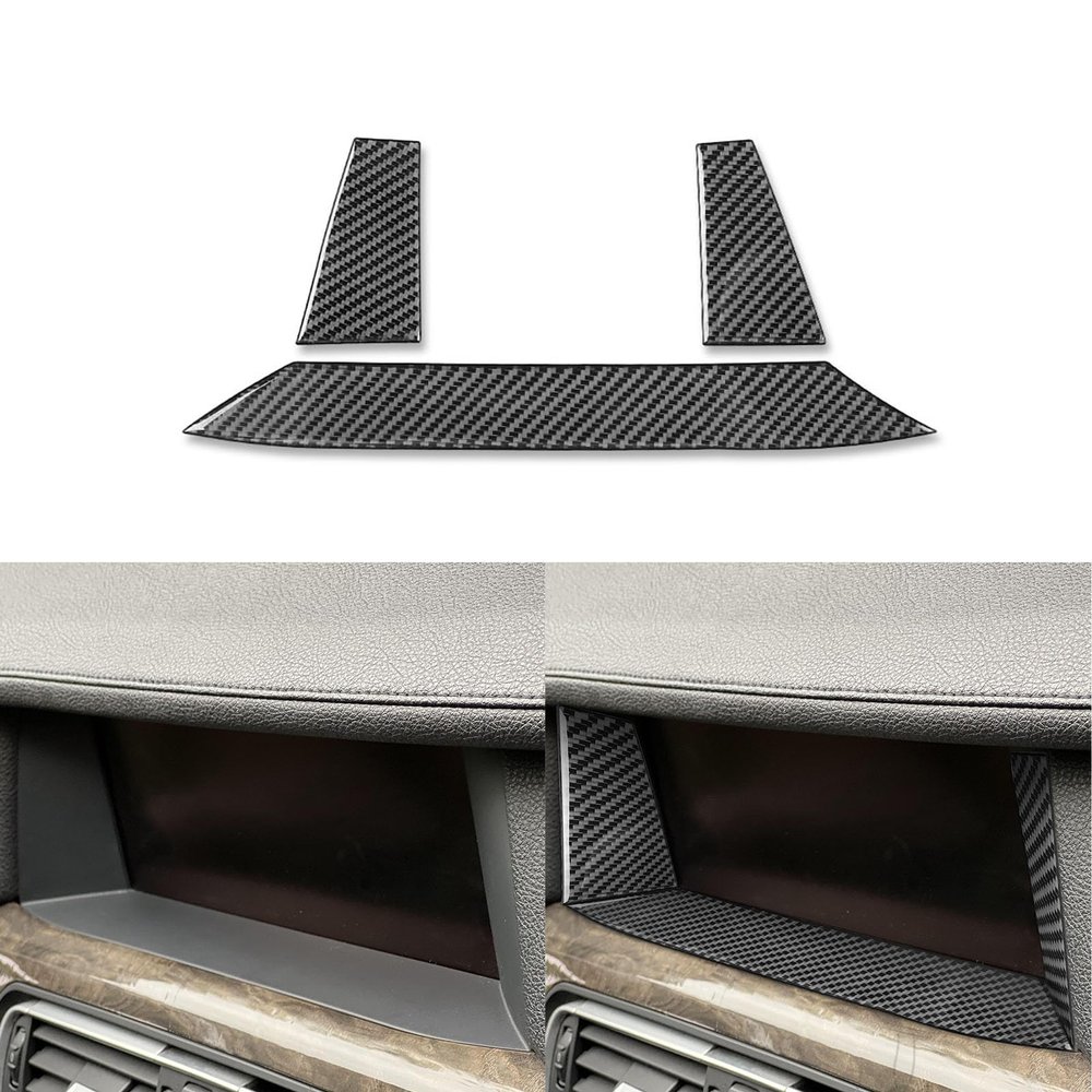 Real Carbon Fiber Car Dashboard Navigation Screen Sides Panel Sticker Cover Trim Compatible with BMW 7 Series F01 730d 730Li 740Li 750d 750Li 760Li 2009-2014 Interior Decal Accessories