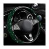 BWBWND 2 PCS Steering Wheel Cover, Segmented Car Wheel Covers with Crystal Rhinestones, Non-Slip Protector Bling Sparkly Decoration for Most Steering Wheels, Car Accessories (Green) view 1