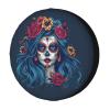 Foruidea Day of Dead Girl Flowers Spare Tire Cover Dust-Proof Wheel Tire Cover Fit Trailer, RV, SUV and Many Vehicle 17 Inch view 1