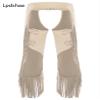 Lpdshaa Men's Western Cowboy Chaps Open Crotch Fringe Assless Western Motorcycle Chaps Pants Beige XX-Large view 2