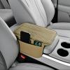 Car Center Console Armrest Cushion with Storage Pocket, PU Leather, Quilted Design (Beige) view 1