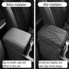 Car Center Console Armrest Cushion with Storage Pocket, PU Leather, Quilted Design (Beige) view 3