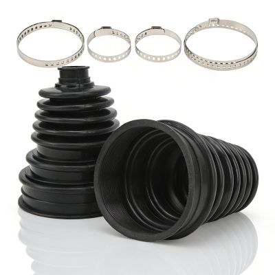 2PCS CV Boot with 4 Stainless Steel Clamps, Universal Constant Velocity Joint Boot Set Highly Flexible CV Boots for Cars