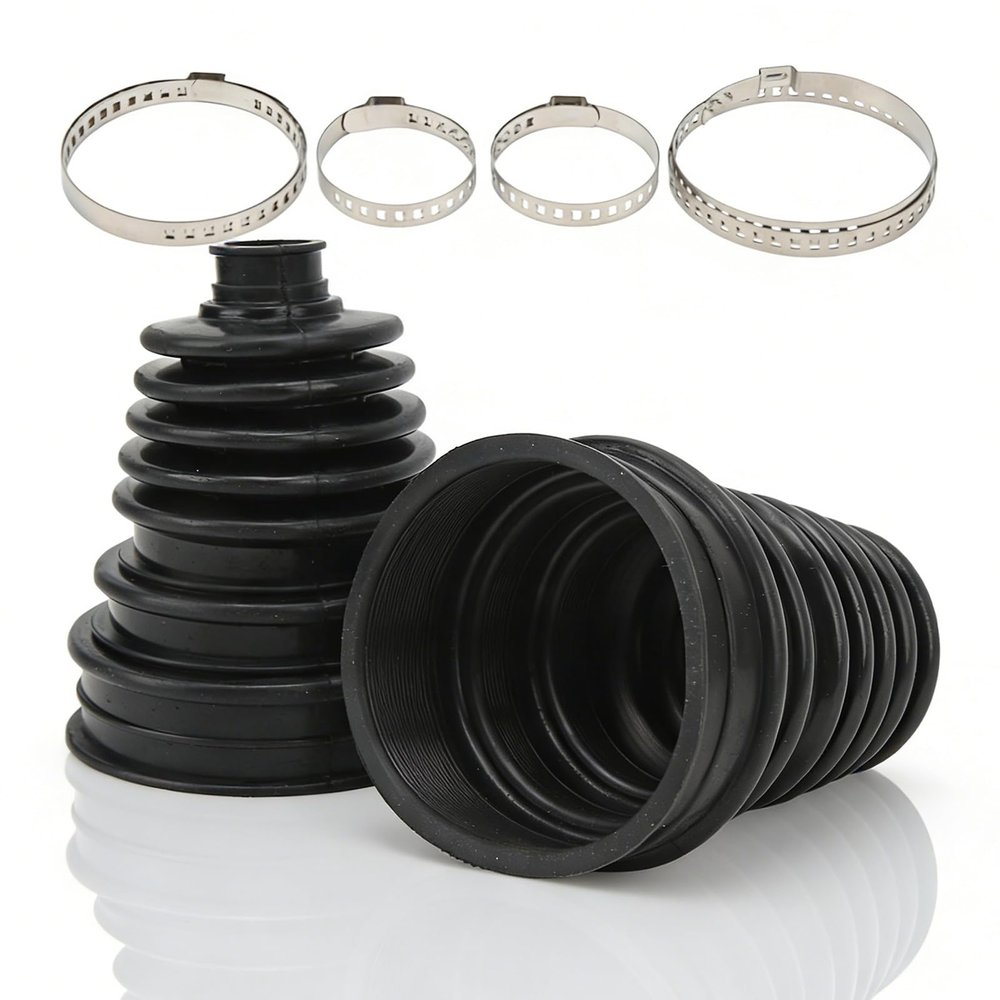 2PCS CV Boot with 4 Stainless Steel Clamps, Universal Constant Velocity Joint Boot Set Highly Flexible CV Boots for Cars