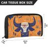 Car Tissue Holder Car Napkin Holder Car Tissue Box Dispenser Storage Case Sun Visor Mask Holder with Adjustable Straps Reusable Refillable Orange Fiesta Bulls Skulls Fireworks view 4