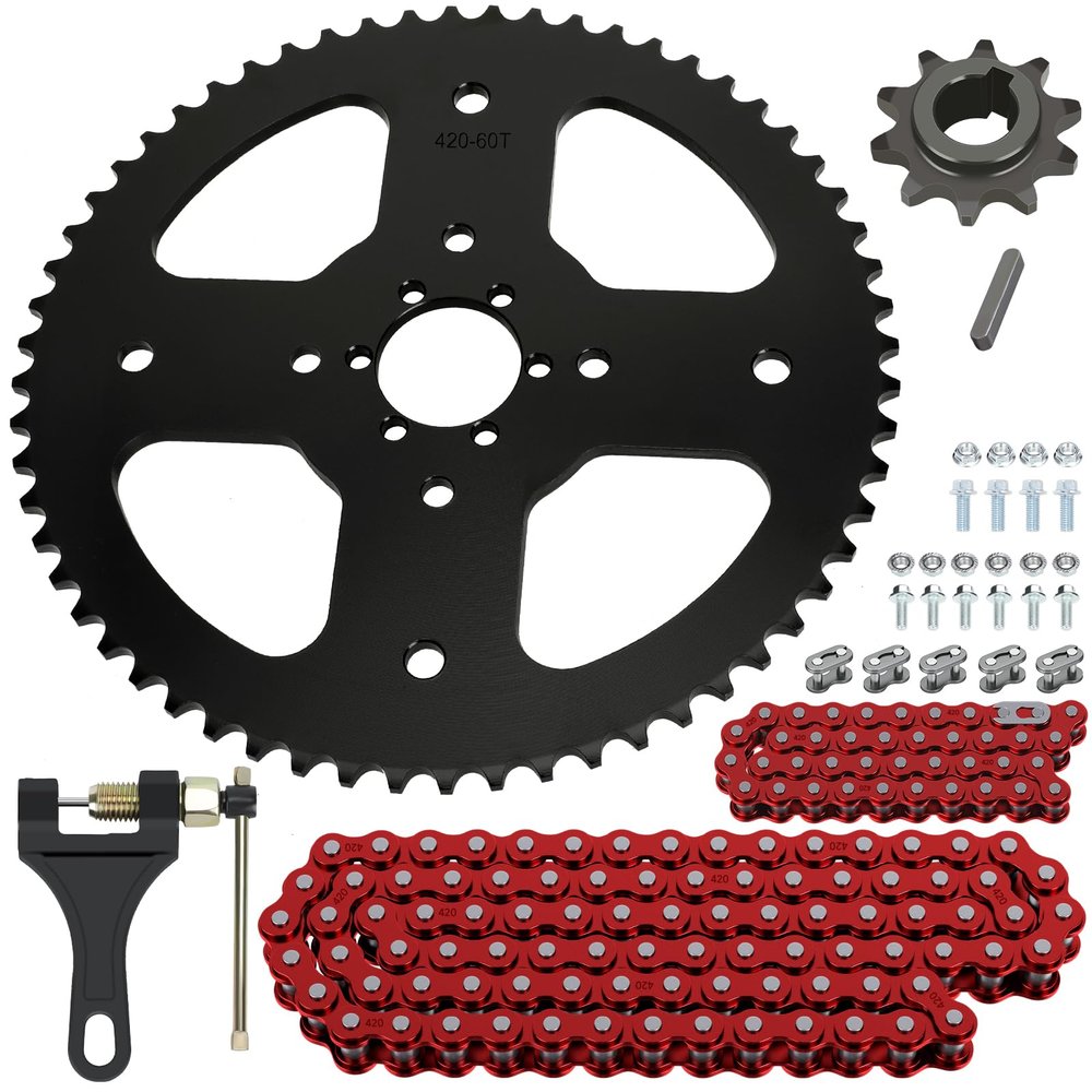 CILOYU 60T Sprocket 420 Chain with 90 Links Rear Chain Mini Bike CT200U