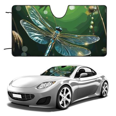 Dragonfly Green Windshield Sun Shade for Car Sedan Suv Truck Universal Reflective Car Shades for Front Windows Foldable Sun Visor Windshield Cover Sunshade Blocks UV Rays & Keeps Interior Cool-55"x30"
