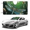Dragonfly Green Windshield Sun Shade for Car Sedan Suv Truck Universal Reflective Car Shades for Front Windows Foldable Sun Visor Windshield Cover Sunshade Blocks UV Rays & Keeps Interior Cool-55"x30" view 1