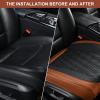 TIEHESYT Luxury Faux Leather Car Seat Cover Front Bottom Protector, Seat Cushion Without Backrest, Anti-Slip and Wrap Around The Bottom, Fit Most Cars & Vehicles, 1 Piece, Brown&Black view 2