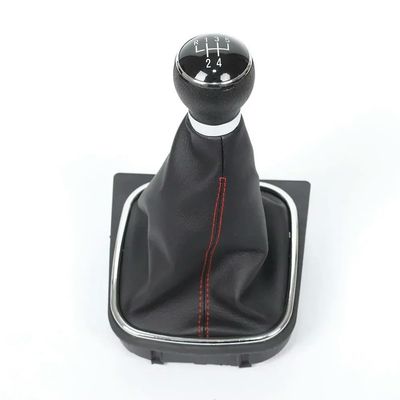 DRVBXYU 5/6 Speed Gear Shift Knob Lever and Boot Gaiter Black Leather Set for Golf 6 MK6 Jetta V VI 2005-2014