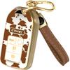 Lucrum Compatible with Honda Key Fob Cover & Leather Keychain - TPU Keyfob Case for Accord Civic CR-V HR-V Pilot Ridgeline Crosstour Fit, For 5 Button Remote (2015-2021) - Cow Vibe view 1