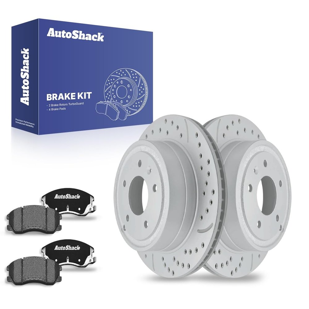 AutoShack Rear Vented Silver Matte Rotors 11.93" (303 mm) & Pads