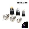 EWAIDI 16/19/22mm Black Waterproof Metal Push Button Switch LED Light Momentary Latching Car Engine Power Switch 5V 12V 24V 220V Purple view 2