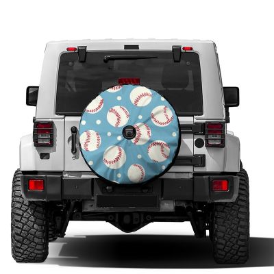 Foruidea Baseballs and Polka Dots Spare Tire Cover with Backup Camera Hole Wheel Tire Cover Fit Trailer, RV, SUV and Many Vehicle 17inch