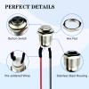 12PCS 12mm Momentary Metal Push Button Switch, 12V Power Waterproof Mini Round Push button Switch with Pre-wiring for Car Boat view 2