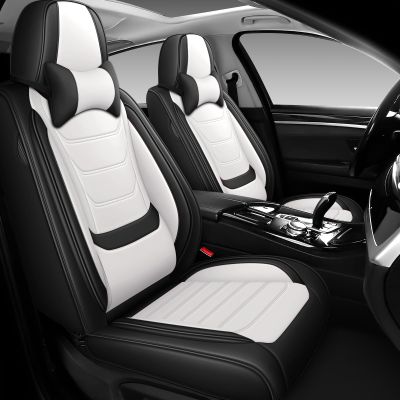 DHAEY Car Seat Covers for Ford Mustang 2015-2025, Sport Seat Covers, Napa Leather, Cool & Supportive for Performance Driving, 2PCS Front with Pillows, Black White