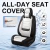 DHAEY Car Seat Covers for Ford Mustang 2015-2025, Sport Seat Covers, Napa Leather, Cool & Supportive for Performance Driving, 2PCS Front with Pillows, Black White view 4