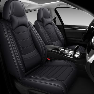 DHAEY Car Seat Covers for Volvo XC90 2003-2025, Luxury Breathable Seat Cover, Nappa Leather, Wear-Resistant, Anti-Slip, Quick Installation, 5PCS Full Set with Pillows, Black