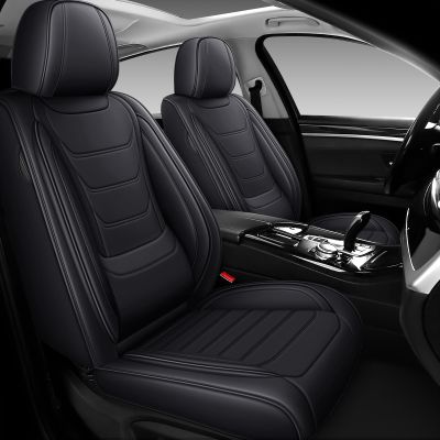 DHAEY Car Seat Covers for Chrysler Pacifica 2004-2025, Family Seat Covers, Nappa Leather, Wear-Resistant, Anti-Slip, Waterproof, 2PCS Front, Black
