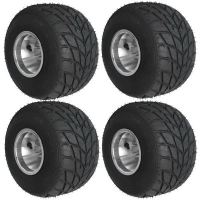 11x7.10-5 Go Kart Tire with Rim Wheel, 5" 11x7.10x5 Rain Road Tires Tubeless, 3 Stud for Racing Kart ATV UTV Go Kart Karting Quad Drifting Mini Bike 4 Wheelers Drift Trike (4pcs)