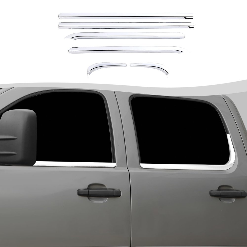 SQQP Window Sill Window Molding Cover Trim Fit for 2007-2013 Chevy Silverado/Avalanche/Suburban/Tahoe/GMC Yukon(Chrome)