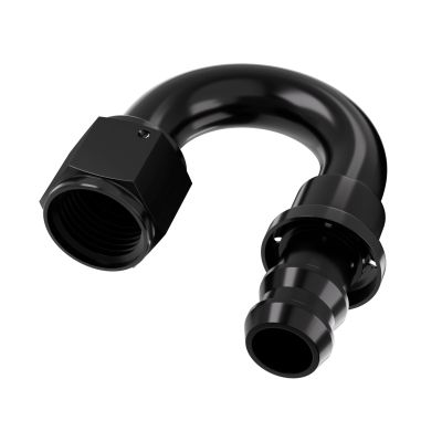 10AN 180 Degree Aluminum Internal Thread Rotary Push-Lock Hose Fitting Adapter - Black