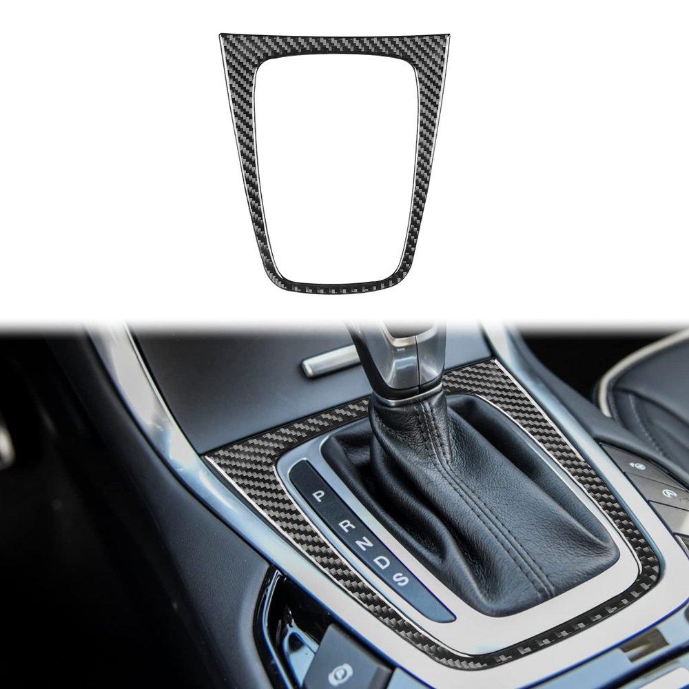 Real Carbon Fiber Center Control Gear Box Panel Frame Cover Trim Compatible with Ford Edge 2015 2016 2017 2018 Interior Sticker Black