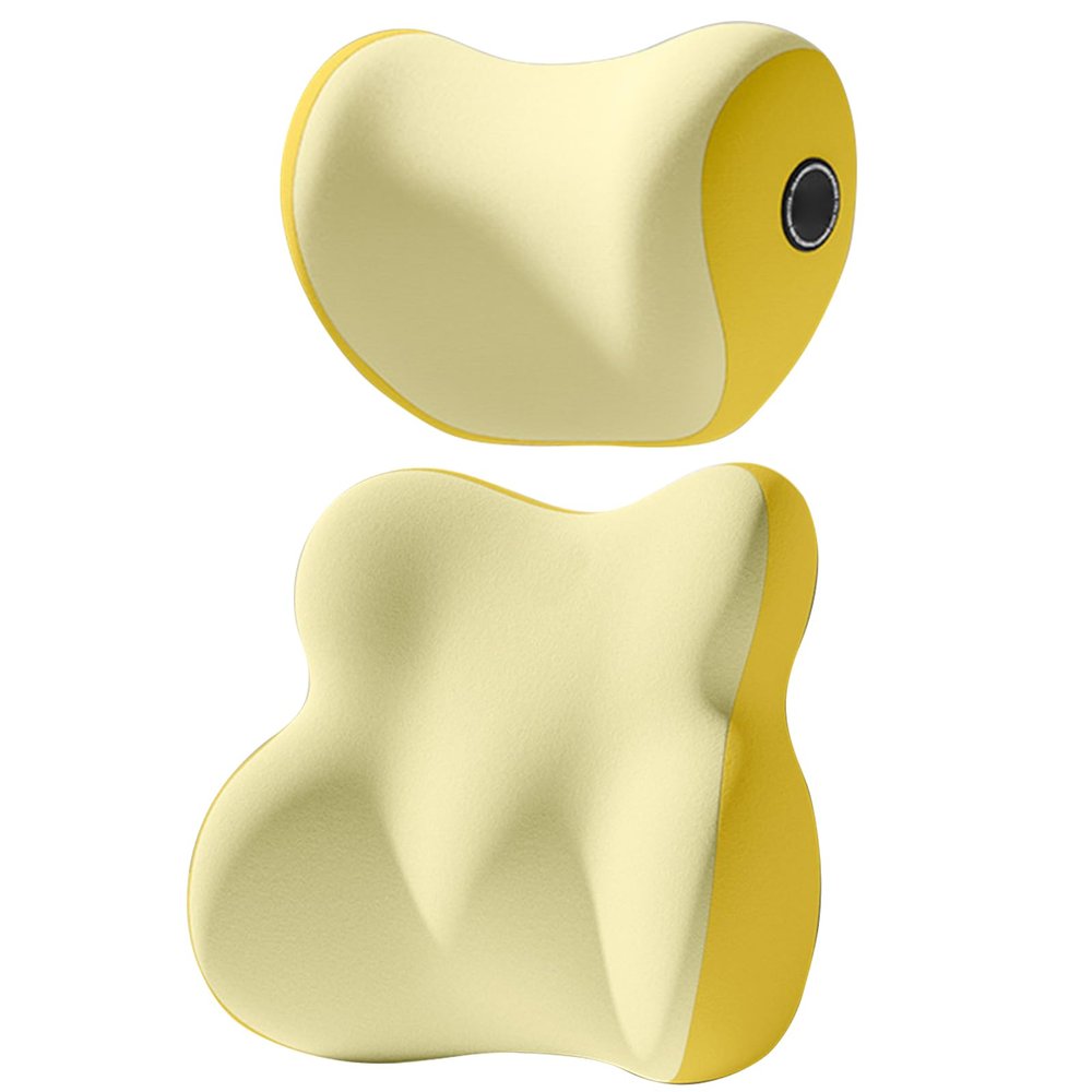 DYQACY Car Headrest and Lumbar Support Pillow Combo for Alfa Romeo Gloria Concept Concept, 2013, 2-in-1 Set Memory Foam Neck Back Cushion Breathable Mesh,Yellow