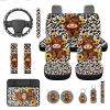 CLOHOMIN Cute Highland Cow Car Seat Covers Full Set of 13 Cow Print Steering Wheel Cover Armrest Box Mat Seatbelt Pad Sunflowers Coasters Keychain Fit for SUV Van Truck Sedan view 1
