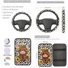 CLOHOMIN Cute Highland Cow Car Seat Covers Full Set of 13 Cow Print Steering Wheel Cover Armrest Box Mat Seatbelt Pad Sunflowers Coasters Keychain Fit for SUV Van Truck Sedan view 3