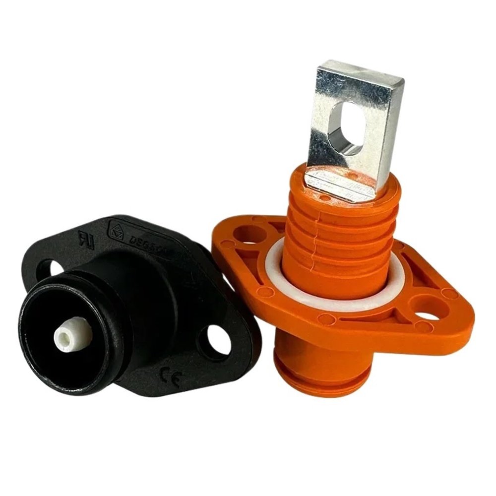 1pc 70A Single Core Power Terminal Block IP67 Energy Storage Connector High Current Through Wall Power Output Plug Socket(Socket-B,Orange_70A 10MM2)