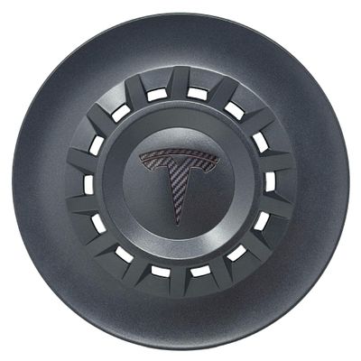 Wheel Logo Decal Overlay Stickers for Tesla Refresh (Highland) Model 3 (2024 to Current), Photon Wheel Cap Kit, 5-pc Set (Carbon Fiber)