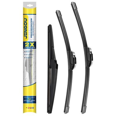 JINGOU Wiper Blades,24"/19"/12" Windshield Wipers Set,Compatible with Compatible with 2009-2020 Dodge Journey,Front and Back Automotive Replacement Windshield Wiper blades(Pack of 3)