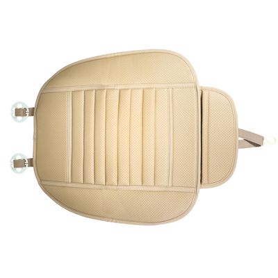 Universal Car Front Seat Cover, Beige PU, Anti-Slip Waterproof Cushion