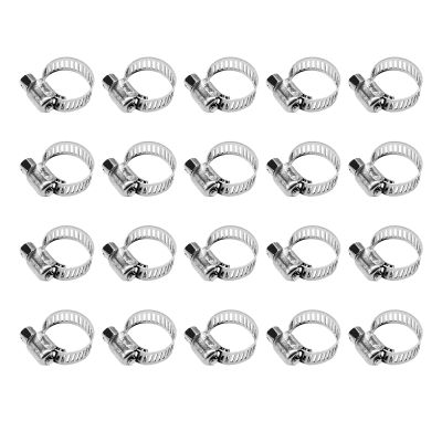 BWBWND 20 PCS Stainless Steel Hose Clamps, 1/2" to 3/4" Stainless Steel Worm Gear Hose Clamp Set, Adjustable Fuel Line Clamps for Plumbing/Automotive/Mechanical Applications