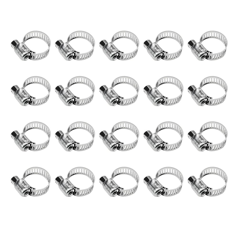 BWBWND 20 PCS Stainless Steel Hose Clamps, 1/2" to 3/4" Stainless Steel Worm Gear Hose Clamp Set, Adjustable Fuel Line Clamps for Plumbing/Automotive/Mechanical Applications