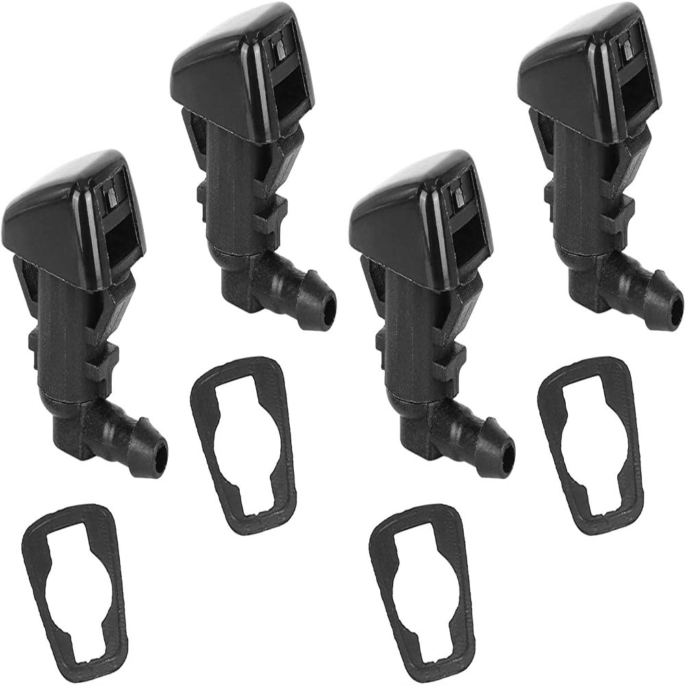 Boxonly 4pcs Front Windshield Washer Nozzles Kit with Rubber Gaskets for Ford Edge 20112015, Lincoln MKX 20112015, Replaces BT4Z-17603-A, Dual Jet Spray Design, Black