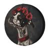 Foruidea Skeleton Dog Flower Crown Spare Tire Cover Dust-Proof Wheel Tire Cover Fit Trailer, RV, SUV and Many Vehicle 16 Inch view 1