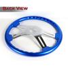 18" Universal 457mm 5 Bolt, 2 Inches Deep, Wood Grip Steering Wheel, Chrome 4-Spoke with T01 Hub Adapter Compatible with 1986-2006 Freightliner All Models (Blue Wood Grip) view 3