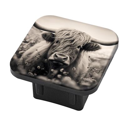 Hitch Cover Fits for 2-Inch Hitch,The Highland Cow Stood in Field of Wild Flowers Rubber Trailer Hitch Cover Tube Plug Insert,Car Exterior Accessories, Receiver Tube Hitch Plug