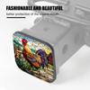 Hitch Cover Fits for 2-Inch Hitch,Rooster in A Village - Themed Stained - Glass Setting Rubber Trailer Hitch Cover Tube Plug Insert,Car Exterior Accessories, Receiver Tube Hitch Plug view 3