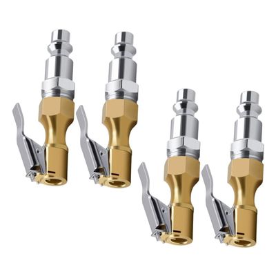 iplusmile 4Pcs Clip Air Chuck for Tire Inflation Heavy Duty Tire Inflator Adapter for Cars Bicycles and Motorcycles Quick Connect Portable Design for Efficient Use