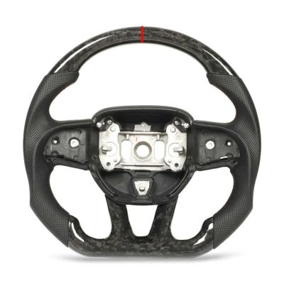 WHXIDKAUS Forged Dry Carbon Fiber Steering Wheel Perforated Leather Replacement Compatible with Dodge Challenger Charger Compatible with SRT Hellcat 20152022