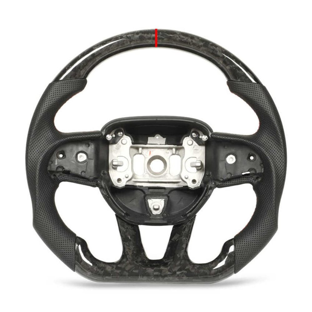 WHXIDKAUS Forged Dry Carbon Fiber Steering Wheel Perforated Leather Replacement Compatible with Dodge Challenger Charger Compatible with SRT Hellcat 20152022