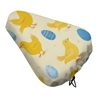 ZERAOKE Waterproof Bike Seat Cover, Universal Adjustable Non-Slip Bicycle Saddle Protector for Rain Commuting Cycling, Yellow Chicken, Durable Oxford Seat Cover for Mountain Folding Bikes
