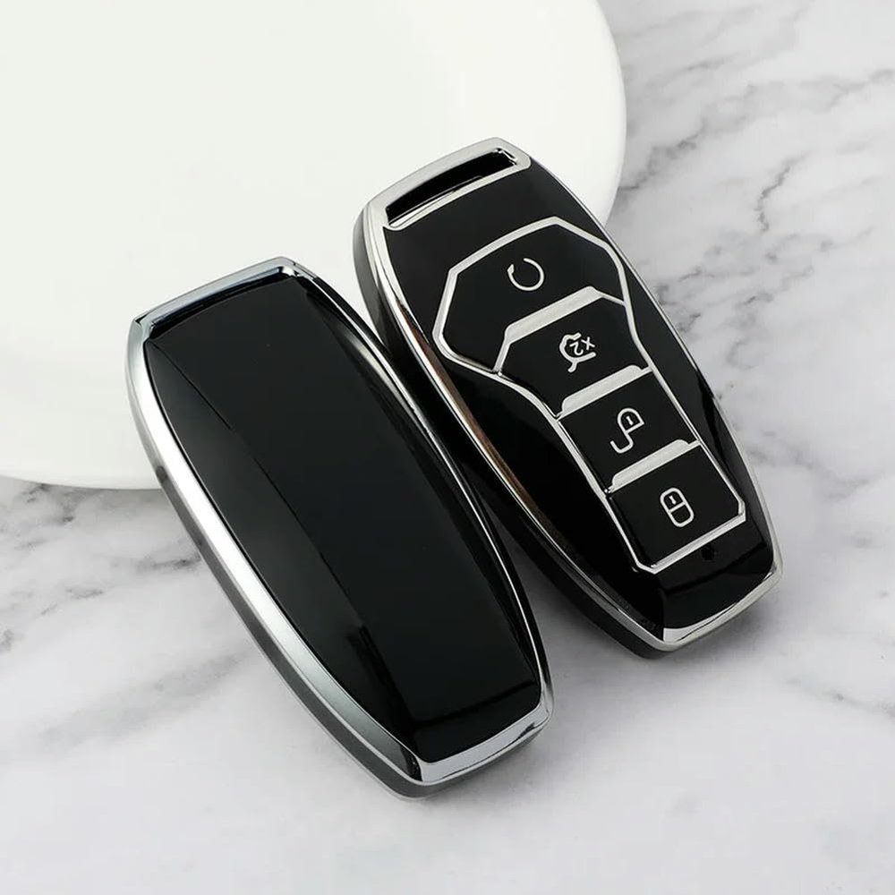 4 Botton Silver TPU Car Key Case Cover, for BYD Song PRO Plus Atto 3 Han EV Tang DM Qin Yuan Seal Dolphin E2